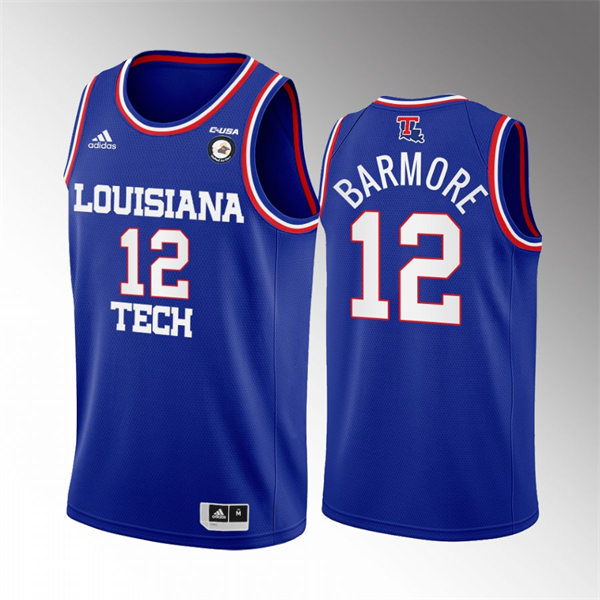 Mens Youth Louisiana Tech Bulldogs Retired Player #12 Leon Barmore Adidas Blue Away College Basketball Game Jersey