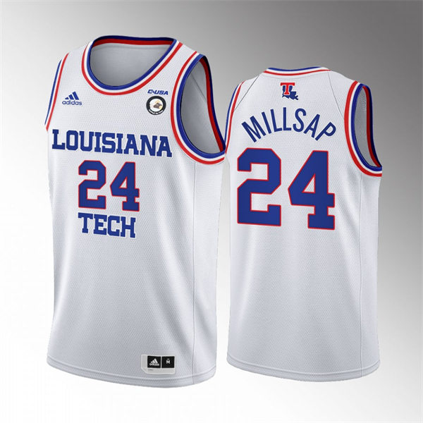 Mens Youth Louisiana Tech Bulldogs #24 Paul Millsap Adidas White Home College Basketball Game Jersey