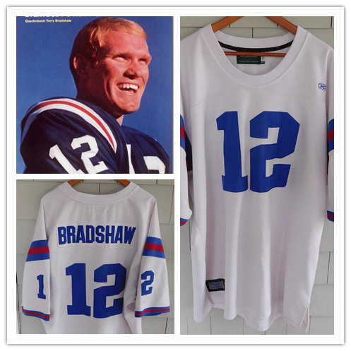 Mens Youth Louisiana Tech Bulldogs #12 Terry Bradshaw White College Football Throwback Jersey