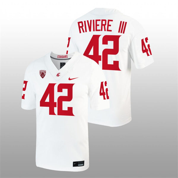 Mens Youth Washington State Cougars #42 Billy Riviere III Nike White College Football Game Jersey