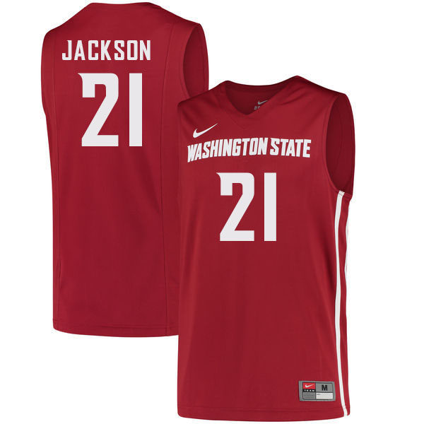 Mens Youth Washington State Cougars #21 Dishon Jackson Nike 2018 Retro Crimson College Basketball Game Jersey