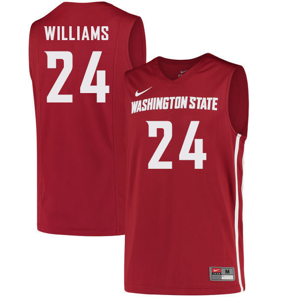 Mens Youth Washington State Cougars #24 Noah Williams Nike 2018 Retro Crimson College Basketball Game Jersey