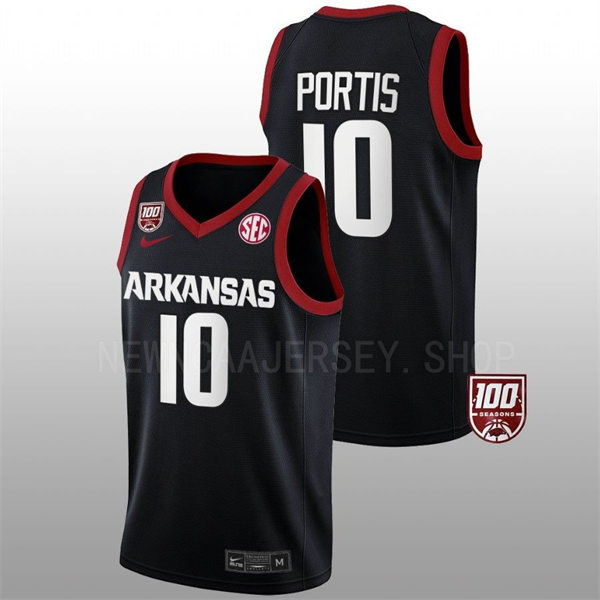 Mens Youth Arkansas Razorbacks #10 Bobby Portis College Basketball Game Jersey Black