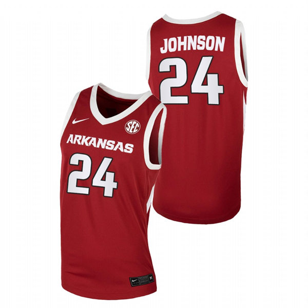 Mens Youth Arkansas Razorbacks #24 Joe Johnson Cardinal Away College Basketball Game Jersey