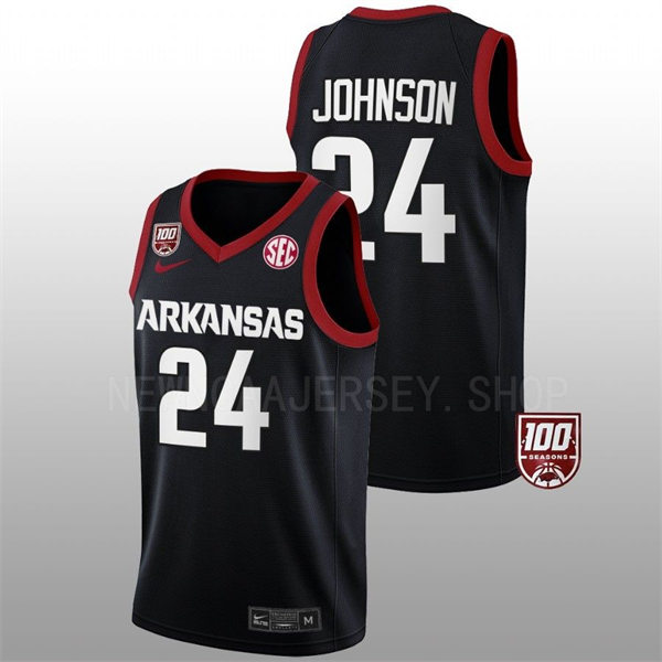 Mens Youth Arkansas Razorbacks #24 Joe Johnson College Basketball Game Jersey Black