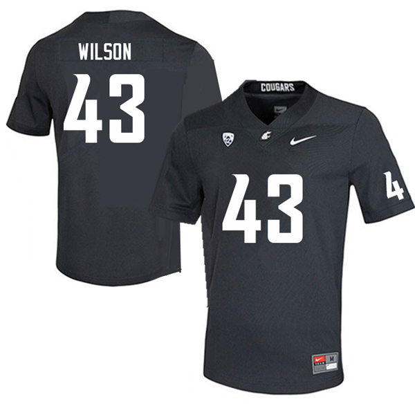 Mens Youth Washington State Cougars #43 Ben Wilson College Football Game Jersey Charcoal