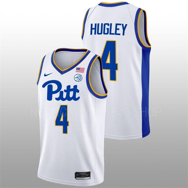 Mens Youth Pittsburgh Panthers #4 John Hugley Nike College Basketball Game Jersey White
