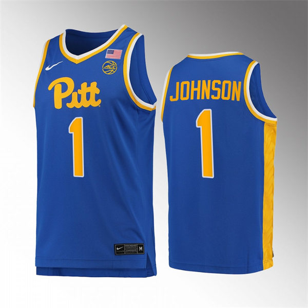 Mens Youth Pittsburgh Panthers #1 Dior Johnson Nike College Football Game Jersey Royal