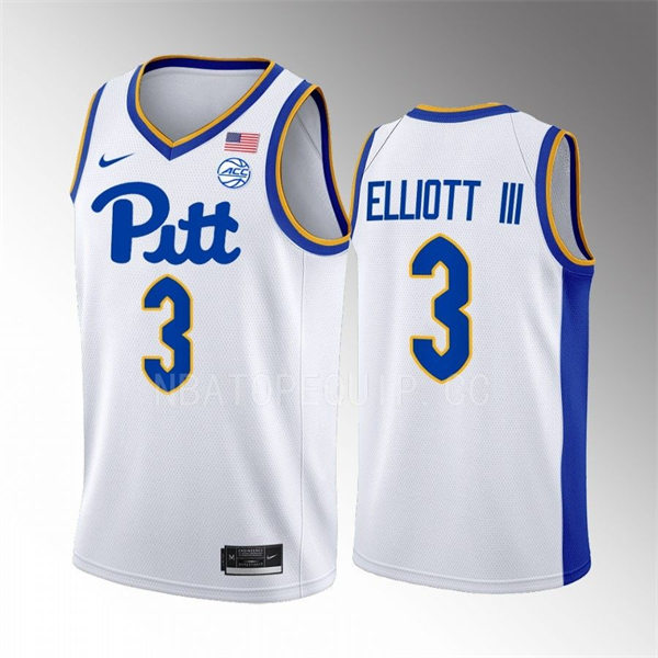 Mens Youth Pittsburgh Panthers #3 Greg Elliott III Nike College Basketball Game Jersey White
