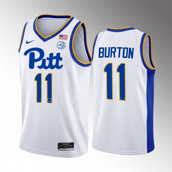 Mens Youth Pittsburgh Panthers #11 Jamarius Burton Nike College Basketball Game Jersey White