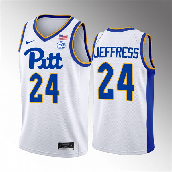 Mens Youth Pittsburgh Panthers #24 William Jeffress Nike College Basketball Game Jersey White