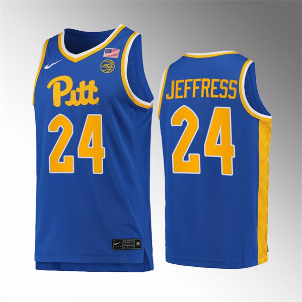 Mens Youth Pittsburgh Panthers #24 William Jeffress Nike College Football Game Jersey Royal