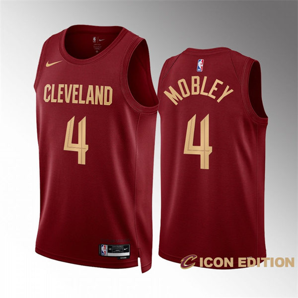 Mens Cleveland Cavaliers #4 Evan Mobley Burgundy 2022-23 Icon Edition Swingman Jersey