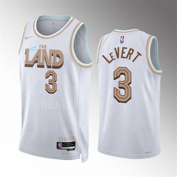 Mens Cleveland Cavaliers #3 Caris LeVert White 2022-23 City Edition Jersey