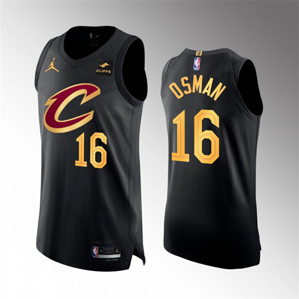 Mens Cleveland Cavaliers #16 Cedi Osman 2022-23 Black Statement Edition Swingman Jersey