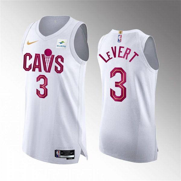 Mens Cleveland Cavaliers #3 Caris LeVert 2022-23 White Association Edition Swingman Jersey