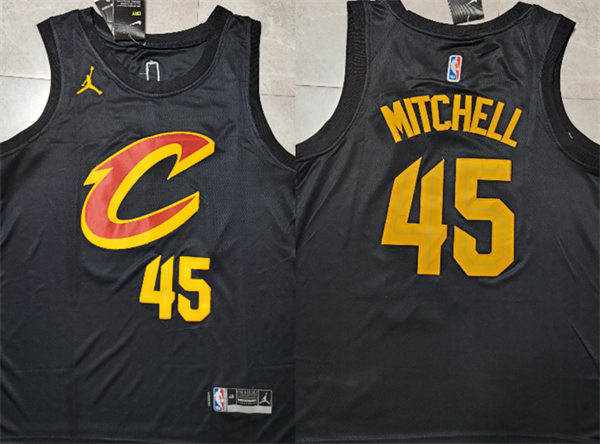 Mens Cleveland Cavaliers #45 Donovan Mitchell 2022-23 Black Statement Edition Swingman Jersey