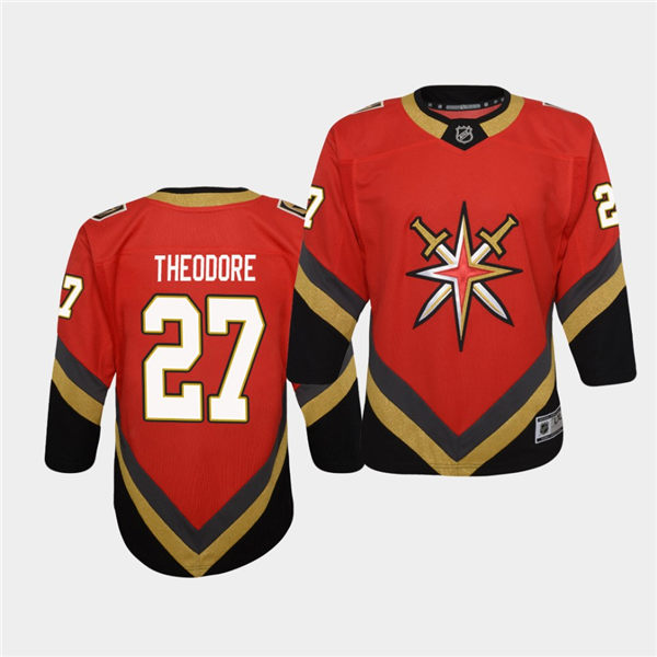 Youth Vegas Golden Knights #27 Shea Theodore Adidas 2021 Red Reverse Retro Jersey