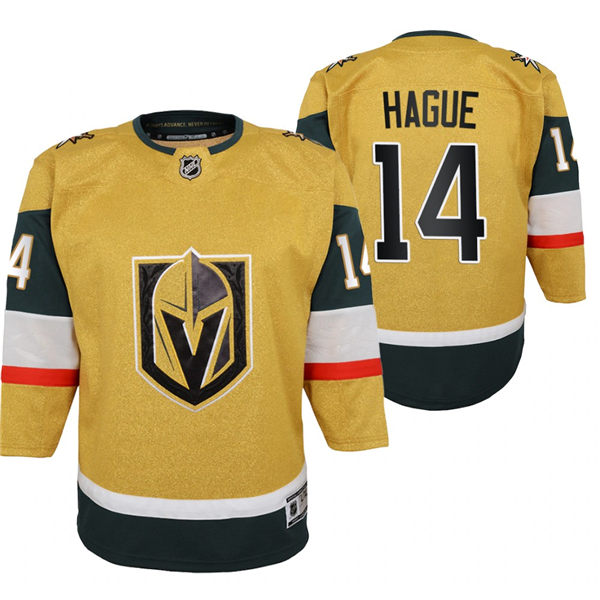 Youth Vegas Golden Knights #14 Nicolas Hague Adidas Gold Alternate Jersey 