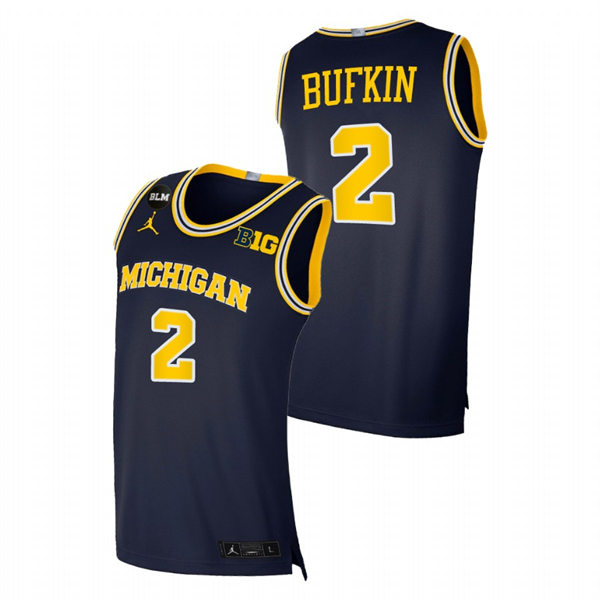 Mens Youth Michigan Wolverines #2 Kobe Bufkin Navy College Basketball Game Jersey