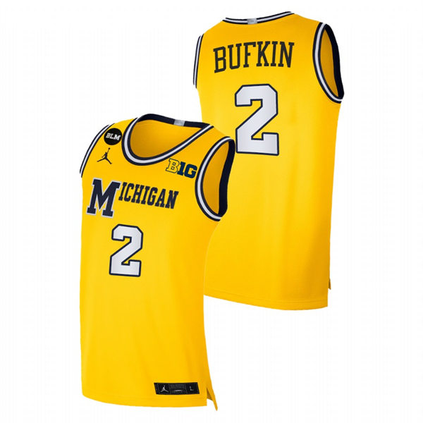 Mens Youth Michigan Wolverines #2 Kobe Bufkin Maize College Basketball Retro Limited Jersey