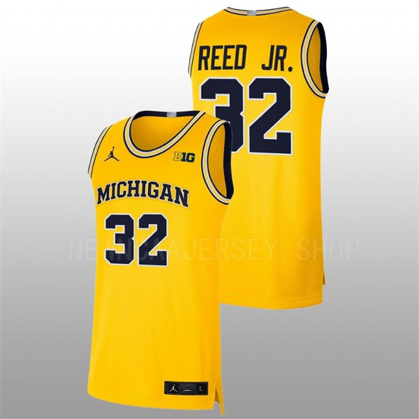 Mens Youth Michigan Wolverines #32 Tarris Reed Jr. Maize College Basketball Game Jersey