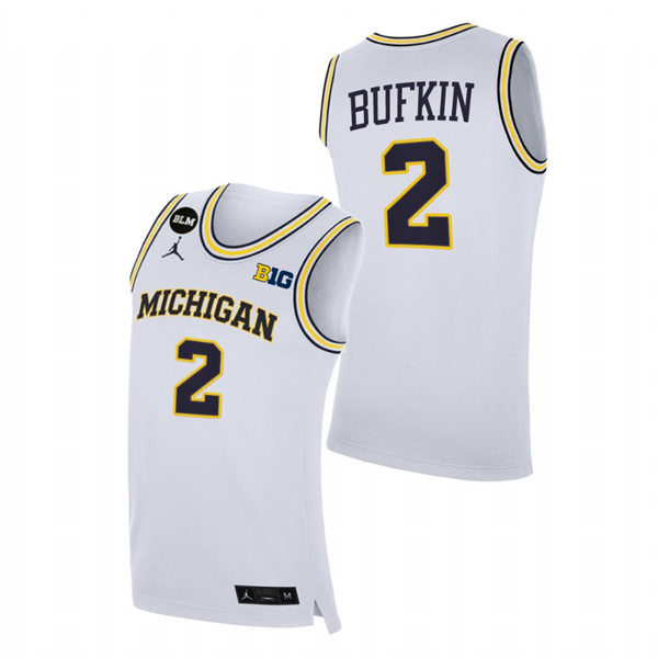 Mens Youth Michigan Wolverines #2 Kobe Bufkin White College Basketball Game Jersey