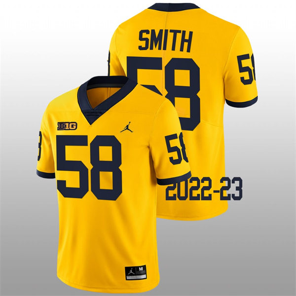 Mens Youth Michigan Wolverines #58 Mazi Smith Maize College Football Game Jersey