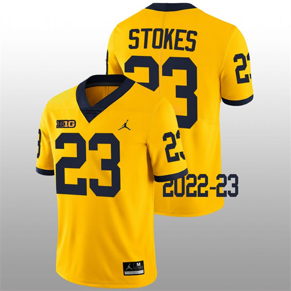 Mens Youth Michigan Wolverines #23 C.j. Stokes Maize College Football Game Jersey