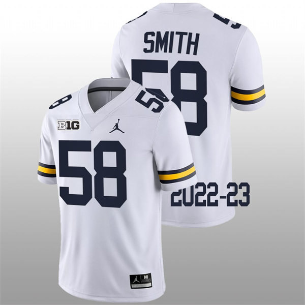 Mens Youth Michigan Wolverines #58 Mazi Smith College Football Game Jersey White