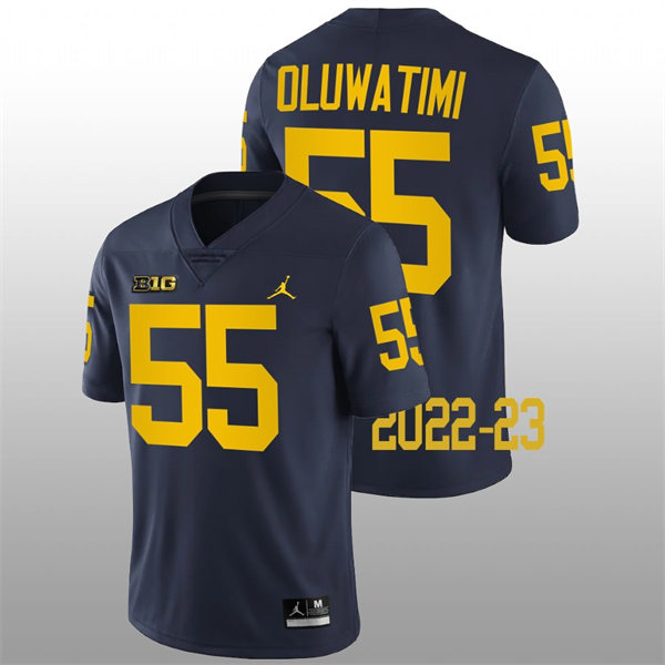Mens Youth Michigan Wolverines #55 Olusegun Oluwatimi Navy College Football Game Jersey