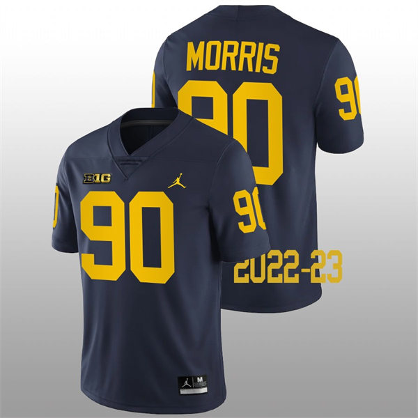 Mens Youth Michigan Wolverines #90 Mike Morris Navy College Football Game Jersey
