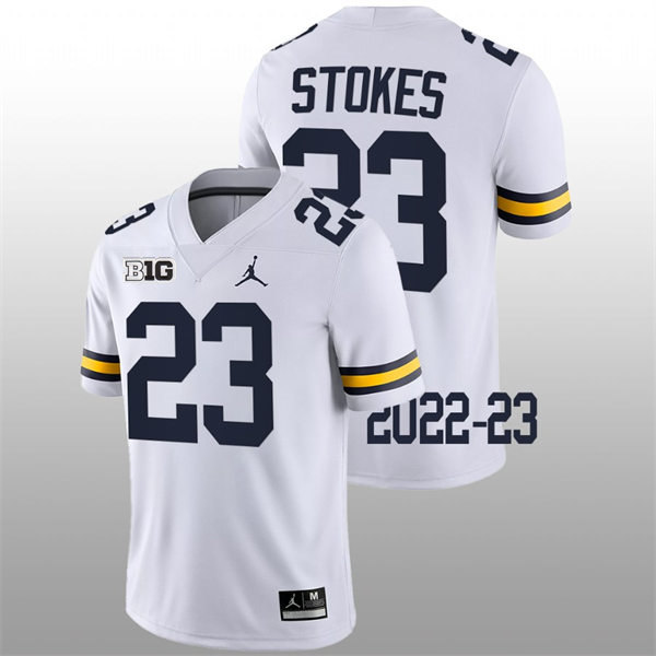 Mens Youth Michigan Wolverines #23 C.j. Stokes College Football Game Jersey White