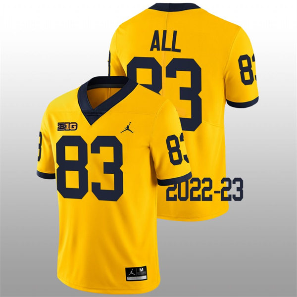 Mens Youth Michigan Wolverines #83 Erick All Maize College Football Game Jersey