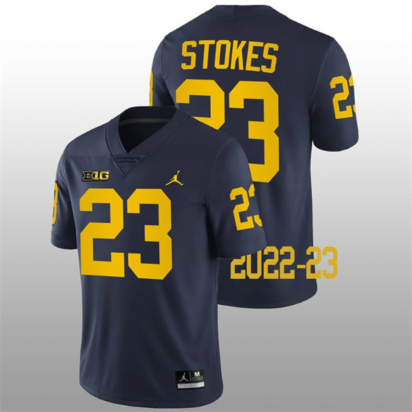 Mens Youth Michigan Wolverines #23 C.j. Stokes Navy College Football Game Jersey