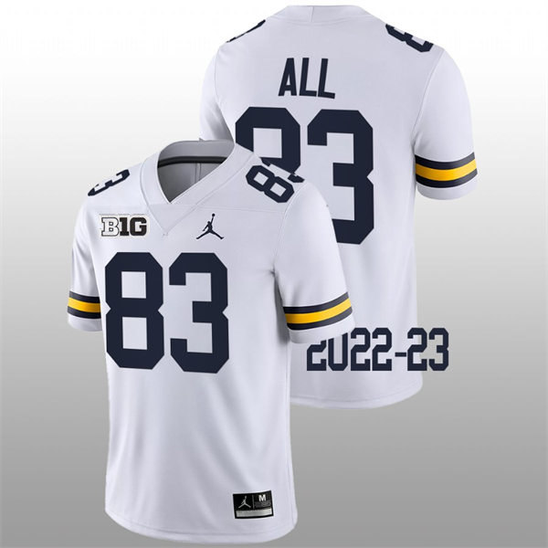 Mens Youth Michigan Wolverines #83 Erick All College Football Game Jersey White