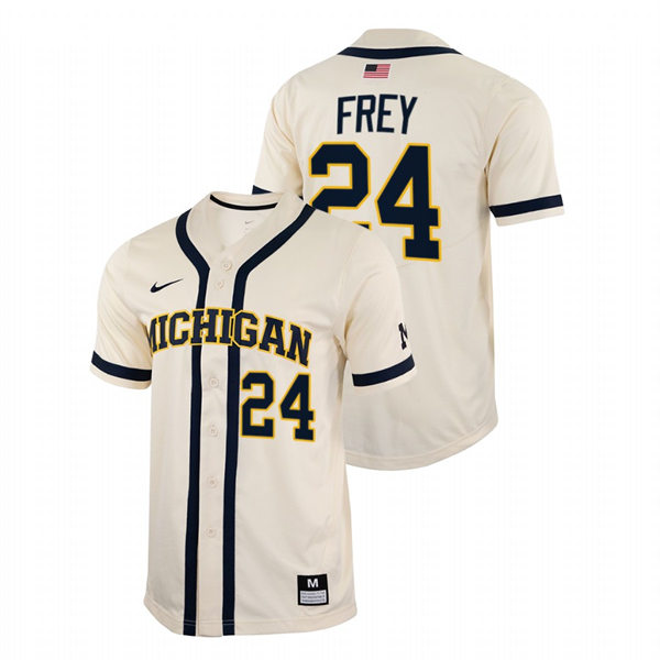 Mens Youth Michigan Wolverines #24 Matt Frey Nike 2022 Natural College Baseball Limited Jersey