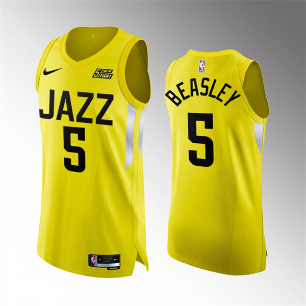 Mens Utah Jazz #5 Malik Beasley Nike Yellow 2022-23 Icon Edition Player Jersey