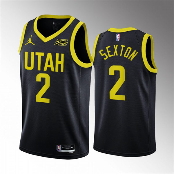 Mens Utah Jazz #2 Collin Sexton 2022-23 Black Statement Edition Jersey