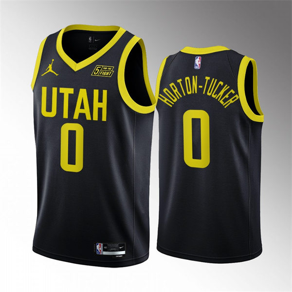 Mens Utah Jazz #0 Talen Horton-Tucker 2022-23 Black Statement Edition Jersey
