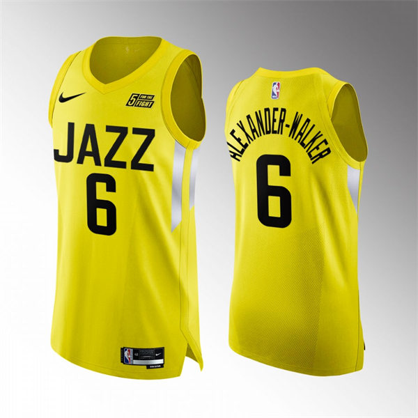 Mens Utah Jazz #6 Nickeil Alexander-Walker Yellow 2022-23 Icon Edition Jersey