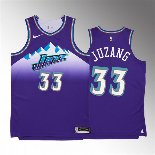 Mens Utah Jazz #33 Johnny Juzang Purple Hardwood Classics Swingman Jersey