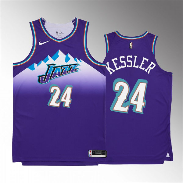 Mens Utah Jazz #24 Walker Kessler Purple Hardwood Classics Swingman Jersey