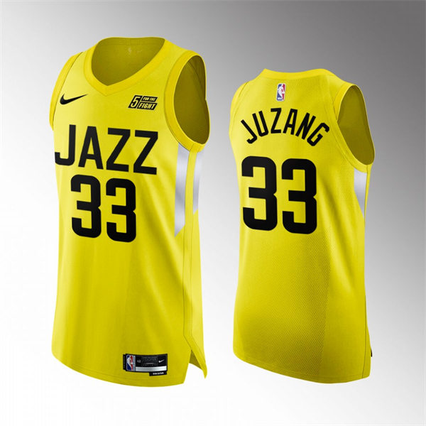 Mens Utah Jazz #33 Johnny Juzang Nike Yellow 2022-23 Icon Edition Player Jersey