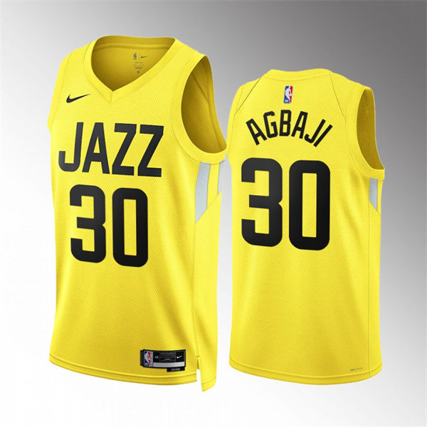 Mens Utah Jazz #30 Ochai Agbaji Yellow 2022-23 Icon Edition Jersey
