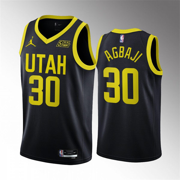 Mens Utah Jazz #30 Ochai Agbaji 2022-23 Black Statement Edition Jersey