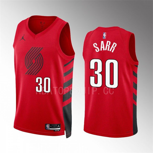 Mens Portland Trail Blazers #30 Olivier Sarr Red 2022-23 Statement Edition Player Jersey