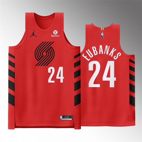 Mens Portland Trail Blazers #24 Drew Eubanks Red 2022-23 Statement Edition Player Jersey