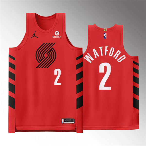 Mens Portland Trail Blazers #2 Trendon Watford Red 2022-23 Statement Edition Player Jersey