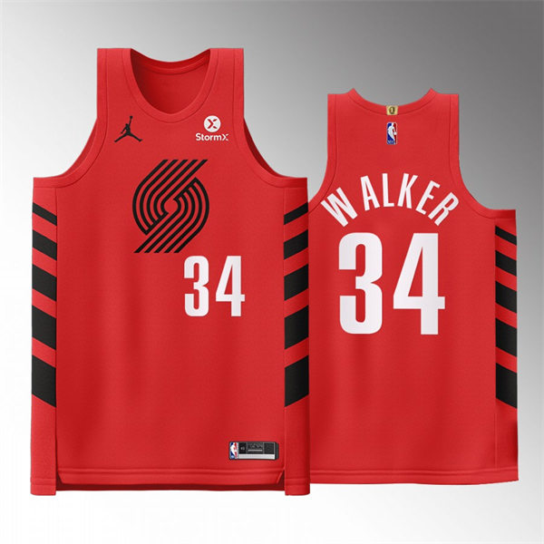 Mens Portland Trail Blazers #34 Jabari Walker Red 2022-23 Statement Edition Player Jersey
